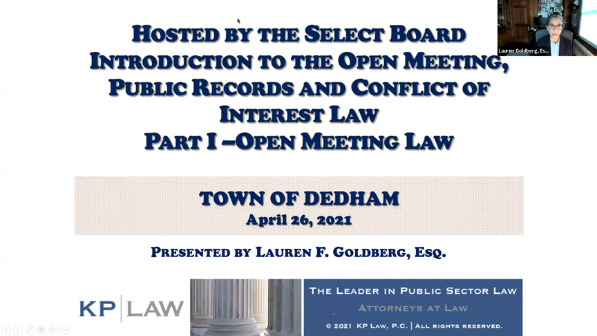 Cover slide of Open Meeting Law presentation