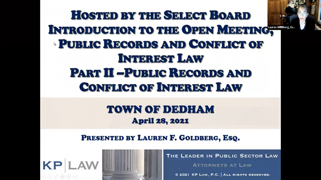 Cover slide of Public Records and Conflict of Interest Law presentation