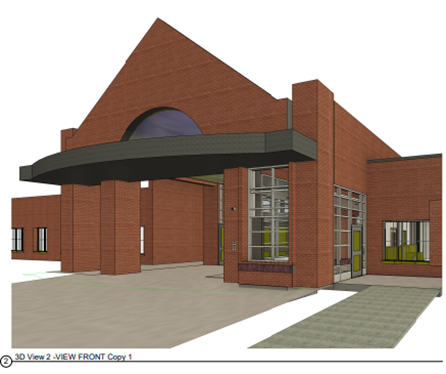 Dedham Middle School Safety Vestibule 3D Rendering