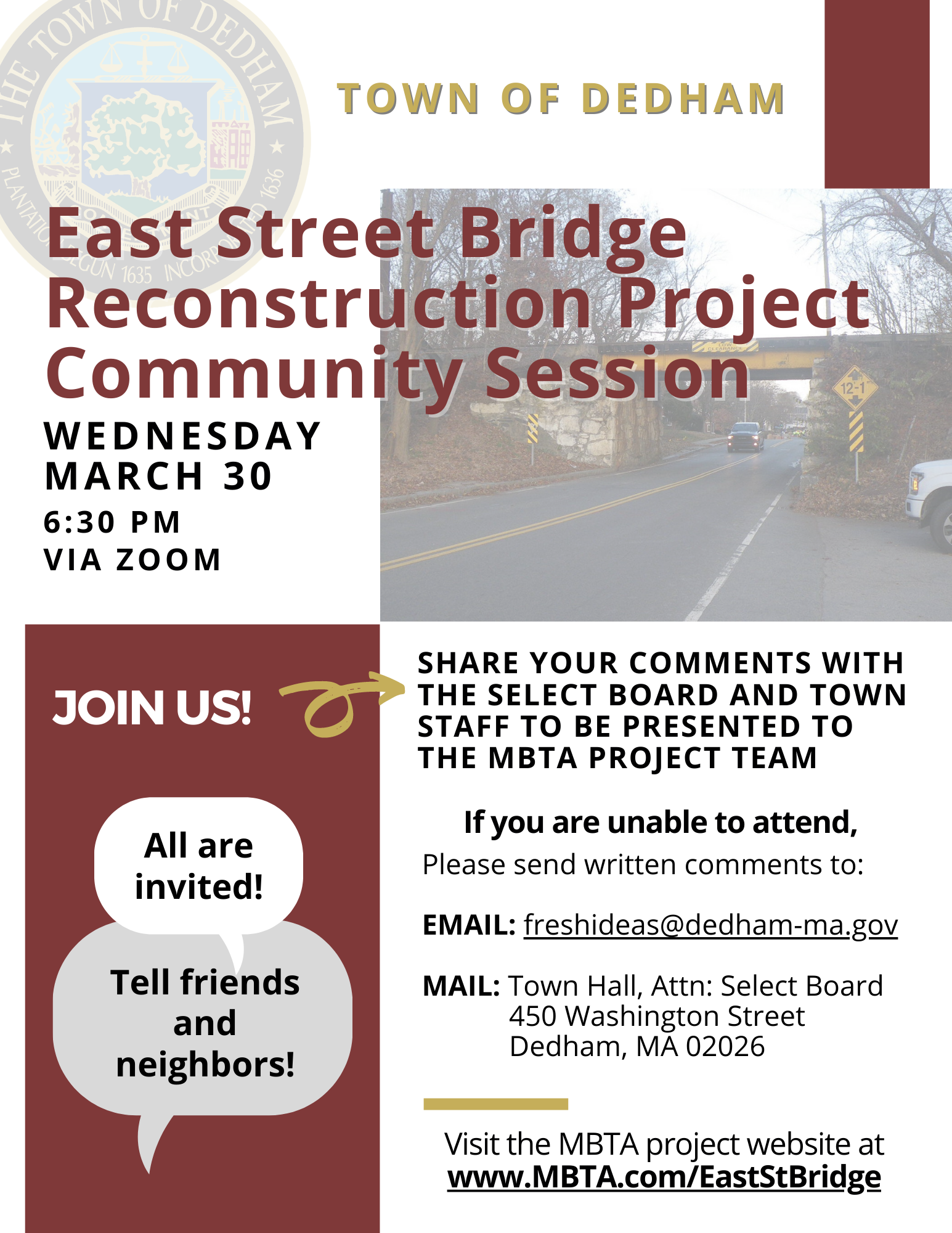 East St Bridge Community Session Flyer March 30, 2022