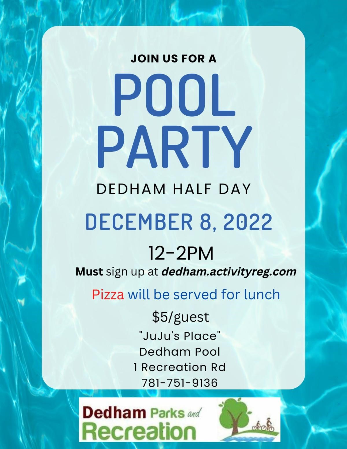 December 8, 2022 Pool Party flyer