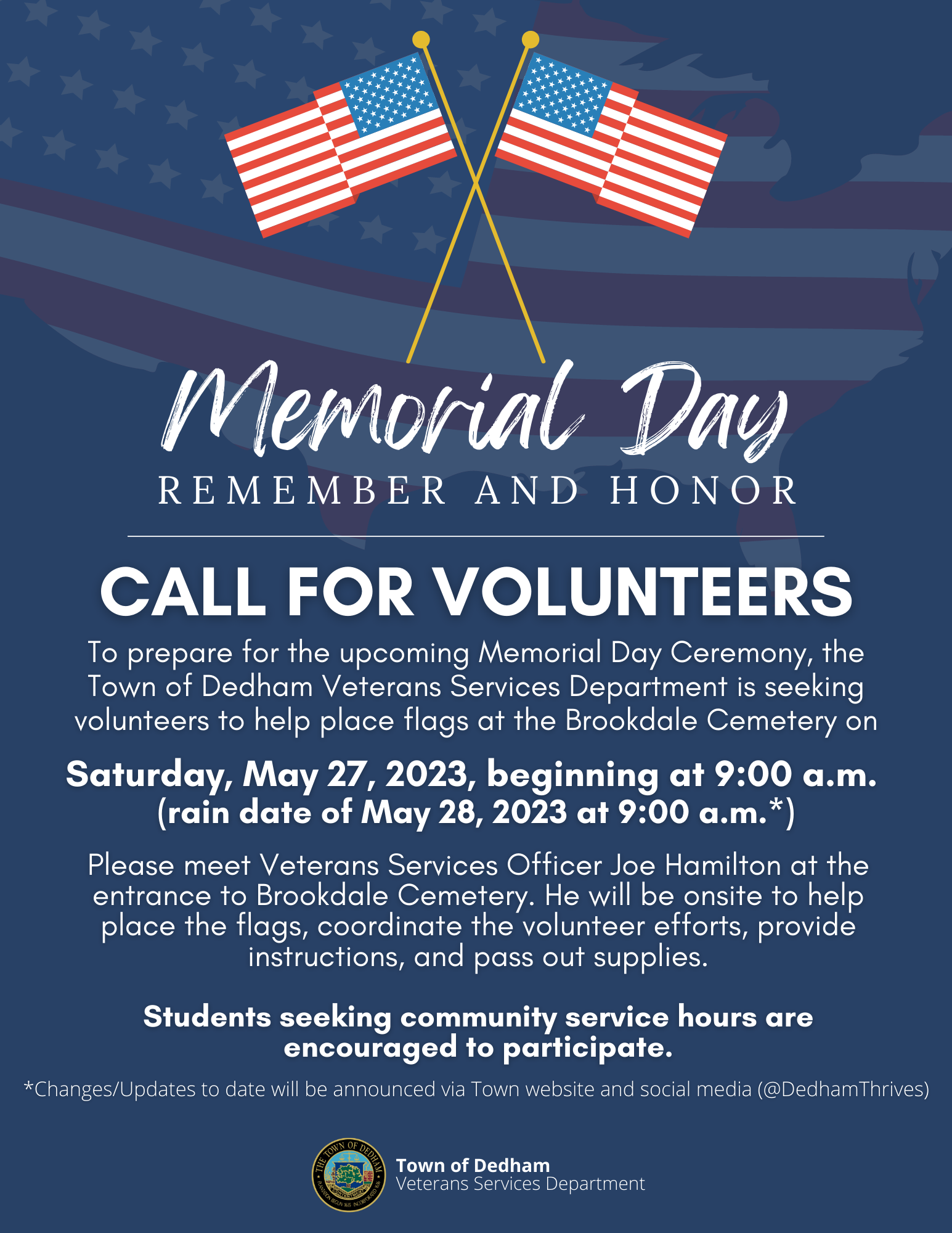 Memorial Day volunteers flyer 2023